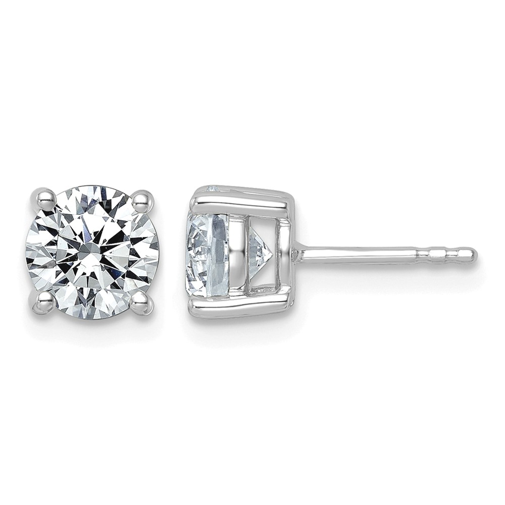 14K White Gold 2.50 Carat Lab Grown Diamond VS+ F+ Round Complete Four Prong Lightweight Stud Earrings