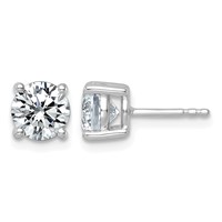 14K White Gold 2.50 Carat Lab Grown Diamond VS+ F+ Round Complete Four Prong Lightweight Stud Earrings view 1