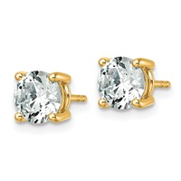 14K Yellow Gold 2.50 Carat Lab Grown Diamond VS+ F+ Round Complete Four Prong Lightweight Stud Earrings view 2