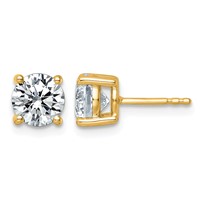 14K Yellow Gold 2.50 Carat Lab Grown Diamond VS+ F+ Round Complete Four Prong Lightweight Stud Earrings view 1