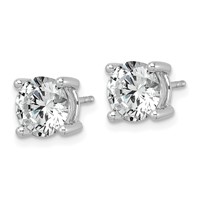10K White Gold 3 Carat Lab Grown Diamond VS SI+ G+ Round Complete Four Prong Stud Earrings view 2