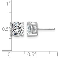 10K White Gold 3 Carat Lab Grown Diamond VS SI+ G+ Round Complete Four Prong Stud Earrings view 3