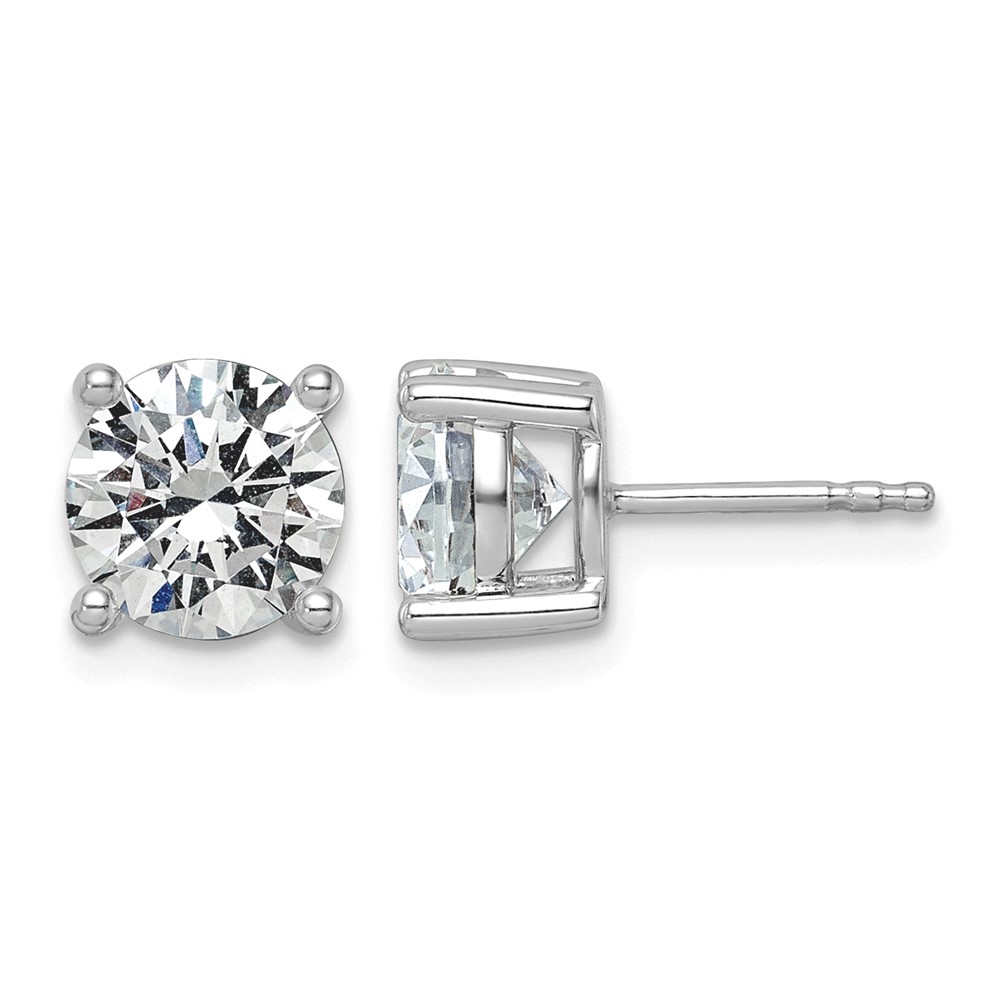 10K White Gold 3 Carat Lab Grown Diamond VS SI+ G+ Round Complete Four Prong Stud Earrings