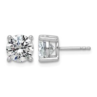 10K White Gold 3 Carat Lab Grown Diamond VS SI+ G+ Round Complete Four Prong Stud Earrings view 1