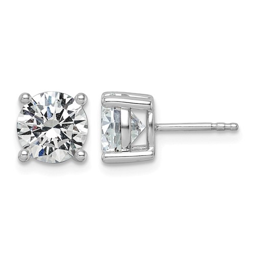 10K White Gold 3 Carat Lab Grown Diamond VS+ F+ Round Complete Four Prong Stud Earrings