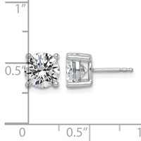 14K White Gold 3 Carat Lab Grown Diamond VS+ F+ Round Complete Four Prong Lightweight Stud Earrings view 3