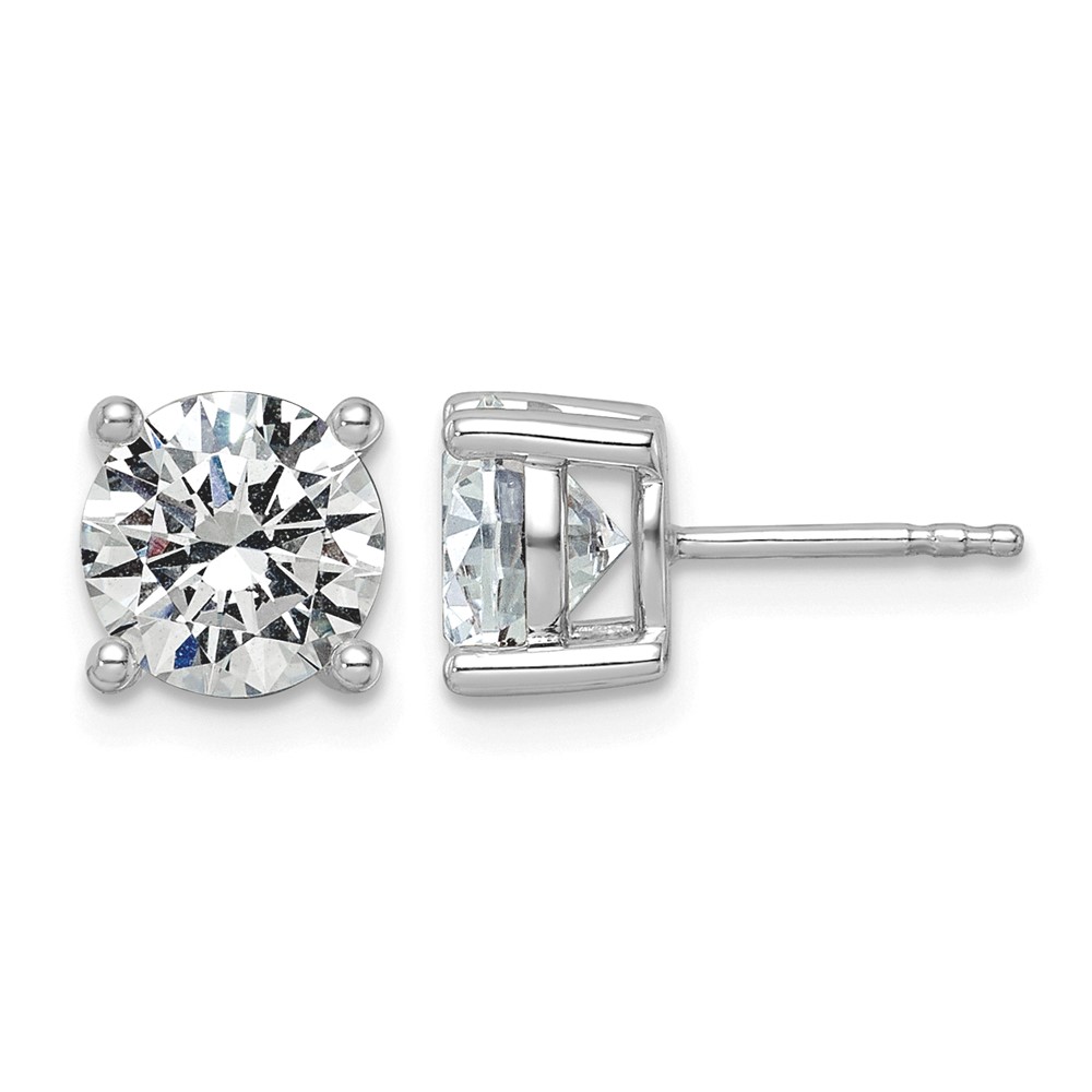 14K White Gold 3 Carat Lab Grown Diamond VS+ F+ Round Complete Four Prong Lightweight Stud Earrings
