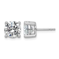 14K White Gold 3 Carat Lab Grown Diamond VS+ F+ Round Complete Four Prong Lightweight Stud Earrings view 1