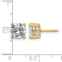 14K Yellow Gold 3 Carat Lab Grown Diamond VS+ F+ Round Complete Four Prong Lightweight Stud Earrings view 3