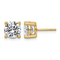 14K Yellow Gold 3 Carat Lab Grown Diamond VS+ F+ Round Complete Four Prong Lightweight Stud Earrings view 1
