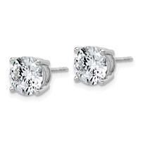 10K White Gold 4 Carat Lab Grown Diamond VS SI+ G+ Round Complete Four Prong Stud Earrings view 2