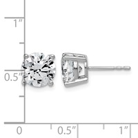 10K White Gold 4 Carat Lab Grown Diamond VS SI+ G+ Round Complete Four Prong Stud Earrings view 4