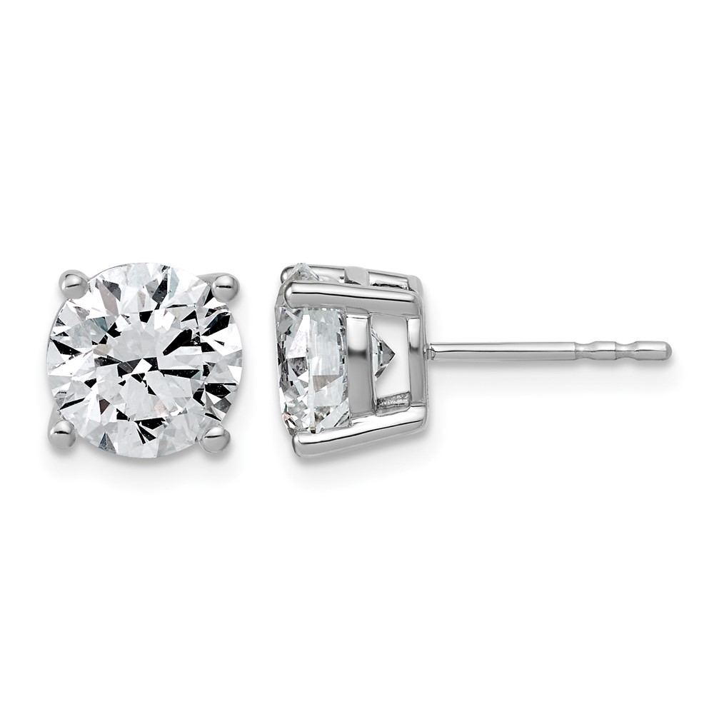 10K White Gold 4 Carat Lab Grown Diamond VS SI+ G+ Round Complete Four Prong Stud Earrings