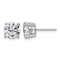 10K White Gold 4 Carat Lab Grown Diamond VS SI+ G+ Round Complete Four Prong Stud Earrings view 1