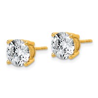 10K Yellow Gold 4 Carat Lab Grown Diamond VS SI+ G+ Round Complete Four Prong Stud Earrings view 2