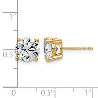 10K Yellow Gold 4 Carat Lab Grown Diamond VS SI+ G+ Round Complete Four Prong Stud Earrings view 4
