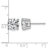 14K White Gold 4 Carat Lab Grown Diamond VS+ F+ Round Complete Four Prong Lightweight Stud Earrings view 2