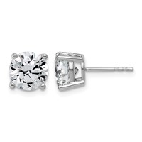 14K White Gold 4 Carat Lab Grown Diamond VS+ F+ Round Complete Four Prong Lightweight Stud Earrings view 1