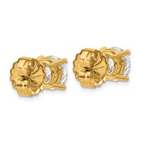 14K Yellow Gold 4 Carat Lab Grown Diamond VS SI+ G+ Round Complete Four Prong Lightweight Stud Earrings view 3