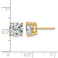 14K Yellow Gold 4 Carat Lab Grown Diamond VS SI+ G+ Round Complete Four Prong Lightweight Stud Earrings view 4