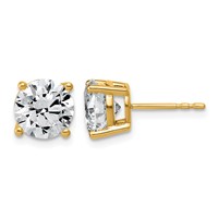14K Yellow Gold 4 Carat Lab Grown Diamond VS SI+ G+ Round Complete Four Prong Lightweight Stud Earrings view 1