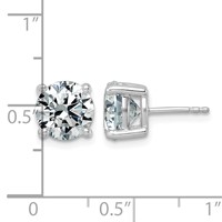 10K White Gold 5 Carat Lab Grown Diamond VS+ F+ Round Complete Four Prong Stud Earrings view 3