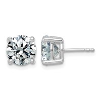 10K White Gold 5 Carat Lab Grown Diamond VS+ F+ Round Complete Four Prong Stud Earrings view 1