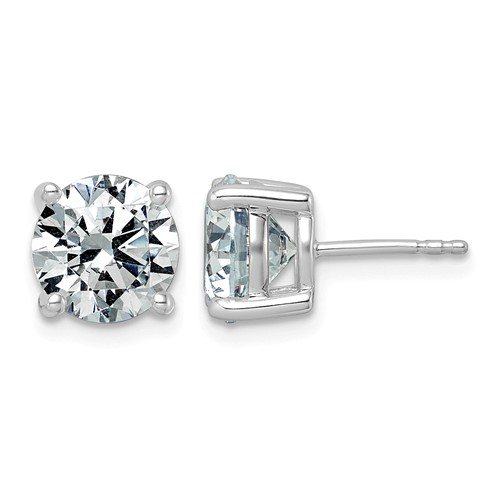 10K White Gold 5 Carat Lab Grown Diamond VS SI+ G+ Round Complete Four Prong Stud Earrings