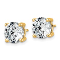 10K Yellow Gold 5 Carat Lab Grown Diamond VS+ F+ Round Complete Four Prong Stud Earrings view 2