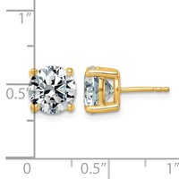 10K Yellow Gold 5 Carat Lab Grown Diamond VS+ F+ Round Complete Four Prong Stud Earrings view 3