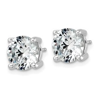 14K White Gold 5 Carat Lab Grown Diamond VS+ F+ Round Complete Four Prong Lightweight Stud Earrings view 2