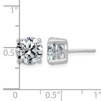 14K White Gold 5 Carat Lab Grown Diamond VS+ F+ Round Complete Four Prong Lightweight Stud Earrings view 3