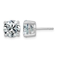 14K White Gold 5 Carat Lab Grown Diamond VS+ F+ Round Complete Four Prong Lightweight Stud Earrings view 1