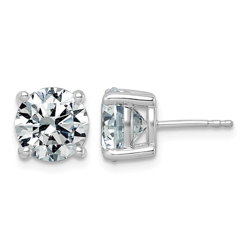 14K White Gold 5 Carat Lab Grown Diamond VS SI+ G+ Round Complete Four Prong Lightweight Stud Earrings