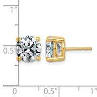14K Yellow Gold 5 Carat Lab Grown Diamond VS SI+ G+ Round Complete Four Prong Lightweight Stud Earrings view 3
