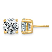 14K Yellow Gold 5 Carat Lab Grown Diamond VS SI+ G+ Round Complete Four Prong Lightweight Stud Earrings view 1
