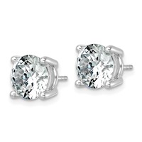 10K White Gold 6 Carat Lab Grown Diamond VS+ F+ Round Complete Four Prong Stud Earrings view 2