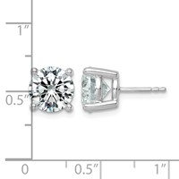 10K White Gold 6 Carat Lab Grown Diamond VS+ F+ Round Complete Four Prong Stud Earrings view 3