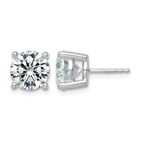 10K White Gold 6 Carat Lab Grown Diamond VS+ F+ Round Complete Four Prong Stud Earrings view 1