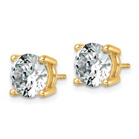 10K Yellow Gold 6 Carat Lab Grown Diamond VS+ F+ Round Complete Four Prong Stud Earrings view 2