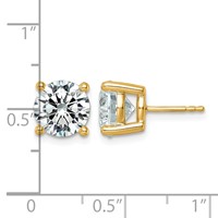 10K Yellow Gold 6 Carat Lab Grown Diamond VS+ F+ Round Complete Four Prong Stud Earrings view 3