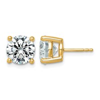 10K Yellow Gold 6 Carat Lab Grown Diamond VS+ F+ Round Complete Four Prong Stud Earrings view 1