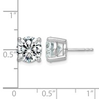 14K White Gold 6 Carat Lab Grown Diamond VS SI+ G+ Round Complete Four Prong Lightweight Stud Earrings view 3