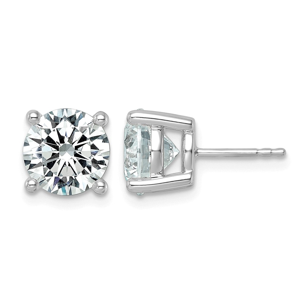 14K White Gold 6 Carat Lab Grown Diamond VS SI+ G+ Round Complete Four Prong Lightweight Stud Earrings