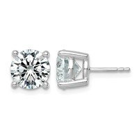 14K White Gold 6 Carat Lab Grown Diamond VS SI+ G+ Round Complete Four Prong Lightweight Stud Earrings view 1