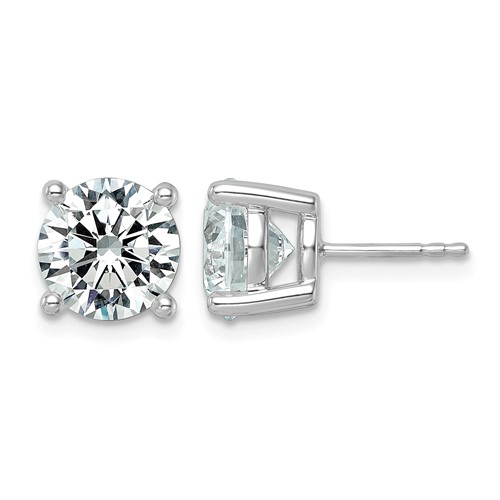 14K White Gold 6 Carat Lab Grown Diamond VS+ F+ Round Complete Four Prong Lightweight Stud Earrings
