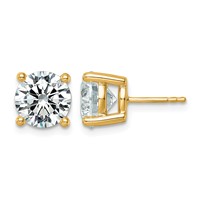 14K Yellow Gold 6 Carat Lab Grown Diamond VS+ F+ Round Complete Four Prong Lightweight Stud Earrings view 1