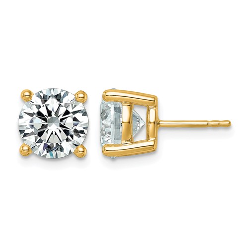 14K Yellow Gold 6 Carat Lab Grown Diamond VS SI+ G+ Round Complete Four Prong Lightweight Stud Earrings