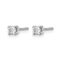 14K White Gold 0.20 Carat Lab Grown Diamond VS+ F+ Round Complete Four Prong Screwback Heavyweight Stud Earrings view 2