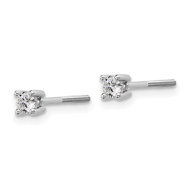 14k White Gold 1/5 ctw Certified Lab Grown Diamond VS+ F+ Round 4 Prong Heavy Wt. Screwback Stud Earrings